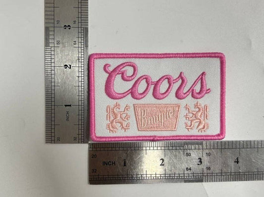 Pink Beer Girly Iron-On PATCH: Single Patch