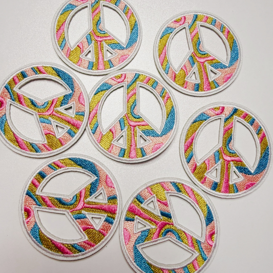 2" Multicolored peace sign - Embroidered Hat Patch