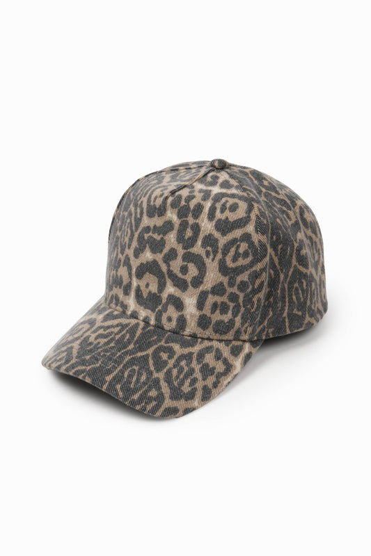 Washed Leopard Print 5 Panel Trucker Hat