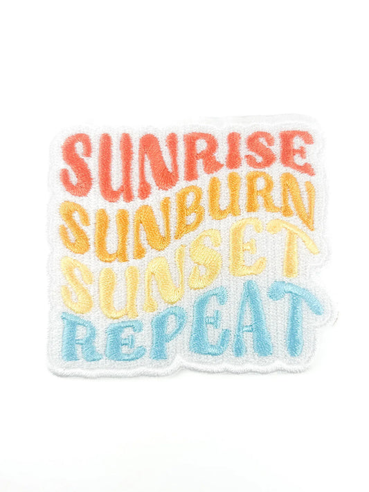 Sunrise Sunburn Sunset Repeat Embroidered Iron-On Patch Fun