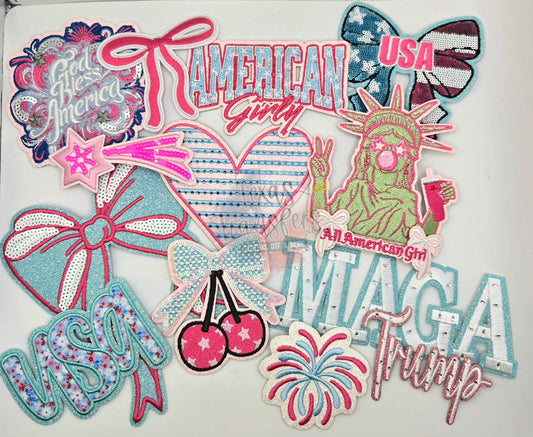 Preppy Lady Liberty Iron-On PATCH: Single Patch