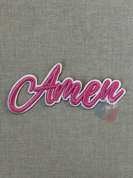 Amen (Pink) Iron-On PATCH: Single Patch