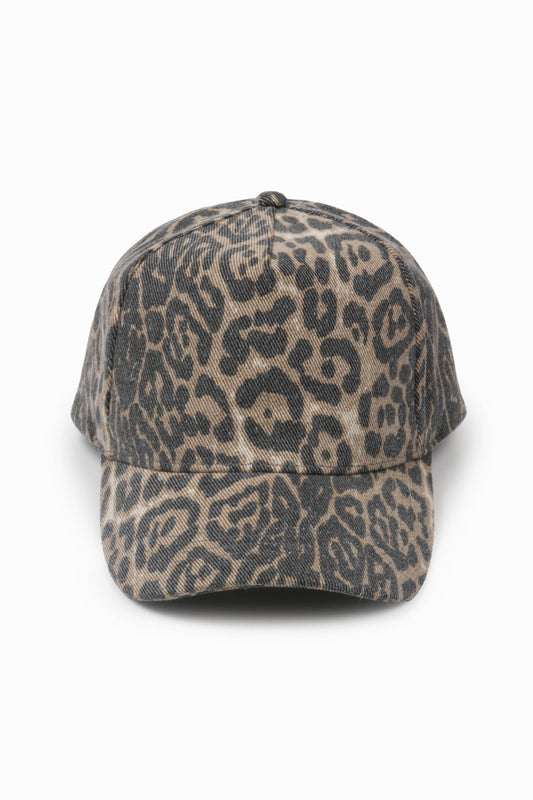 Washed Leopard Print 5 Panel Trucker Hat