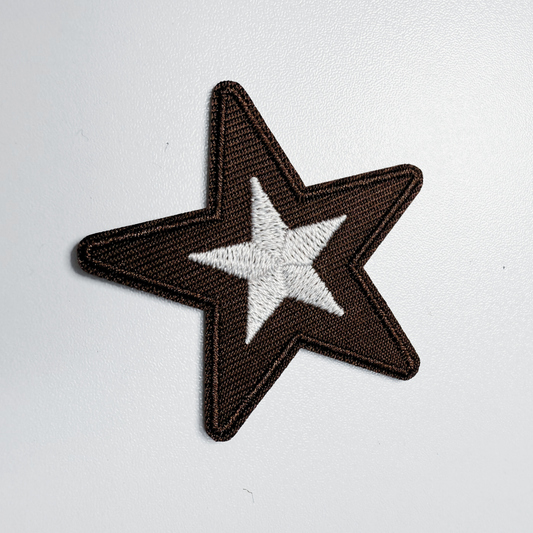 2" Star in Brown -  Embroidered Hat Patch: QTY 1