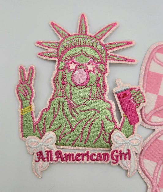 Preppy Lady Liberty Iron-On PATCH: Single Patch